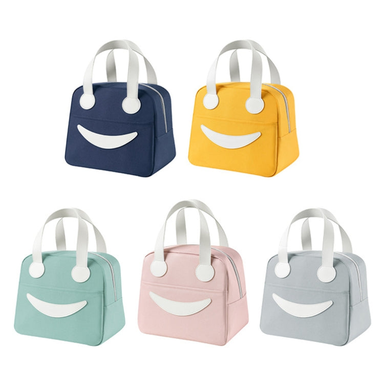 Sac Déjeuner Smile avec Poignées en Cuir, Taille : S (Vert), S (Vert), S (Rose), S (Gris), S (Bleu Marine), S (Jaune), L (Vert), L (Rose), L (Gris), L (Bleu Marine), L (Jaune)