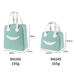 Sac Déjeuner Smile avec Poignées en Cuir, Taille : S (Vert), S (Vert), S (Rose), S (Gris), S (Bleu Marine), S (Jaune), L (Vert), L (Rose), L (Gris), L (Bleu Marine), L (Jaune)