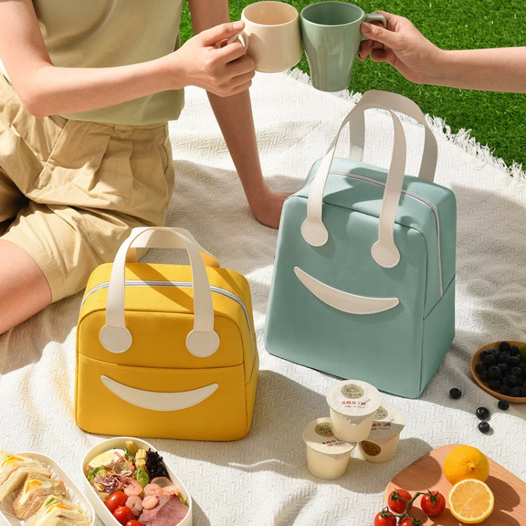 Sac Déjeuner Smile avec Poignées en Cuir, Taille : S (Vert), S (Vert), S (Rose), S (Gris), S (Bleu Marine), S (Jaune), L (Vert), L (Rose), L (Gris), L (Bleu Marine), L (Jaune)