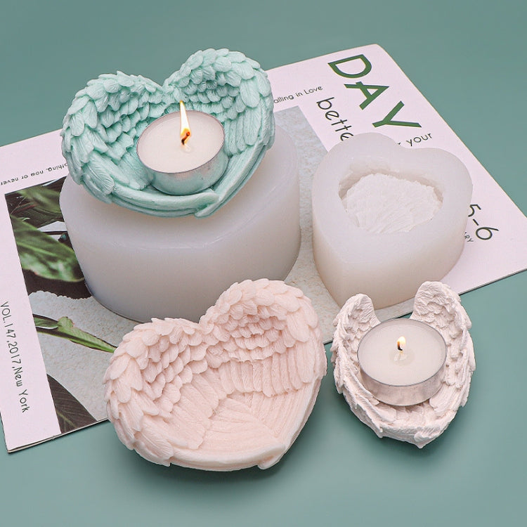 Moule en silicone ailes d'ange en forme de cœur pour pâtisserie, crème glacée, bougie, aromathérapie, G, P