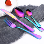 Lot de 4 couverts à steak occidentaux en acier inoxydable, couleurs véritables, doré, or rose, multicolore, noir