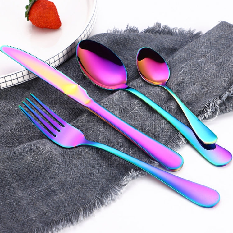 Lot de 4 couverts à steak occidentaux en acier inoxydable, couleurs véritables, doré, or rose, multicolore, noir
