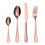 Lot de 4 couverts à steak occidentaux en acier inoxydable, couleurs véritables, doré, or rose, multicolore, noir