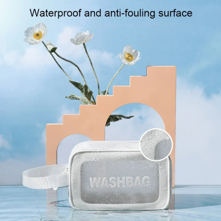Trousse de toilette portable transparente en PVC, taille : L (rose), L (noir), L (blanc), M (rose), M (noir), M (blanc), S (rose), S (noir), S (blanc)