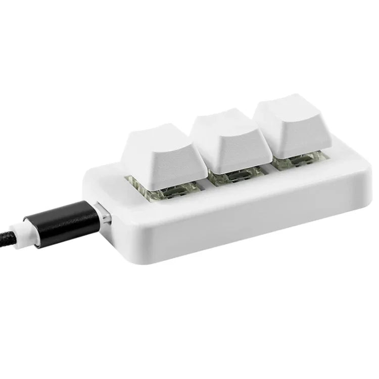 MK321 Clavier à 3 touches personnalisées pour jeux et bureau PS Clip, pavé de programmation macro, longueur de câble : 1,5m, Blanc, Noir