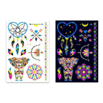2 autocollants de tatouage étanches fluorescents bronzants, JYG-001, JYG-002, JYG-003, JYG-004, JYG-005, JYG-006, JYG-007, JYG-008