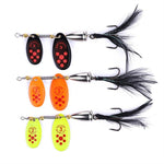 HENGJIA SP304 Hameçon à Plume Rotatif avec Sequins 6,5 cm 13 g Appât de Pêche Route, SP304 Jaune, SP304 Rouge Orange, SP304 Noir