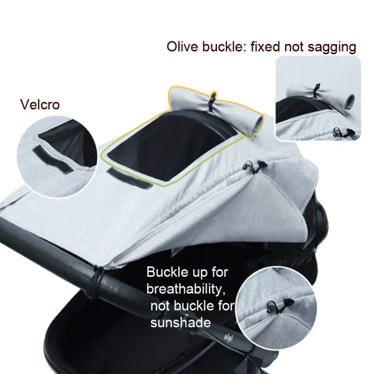 Accessoires universels pour poussette Bébé Pare-soleil avec Toit Ouvrant Visible, Gris, Rose, Noir