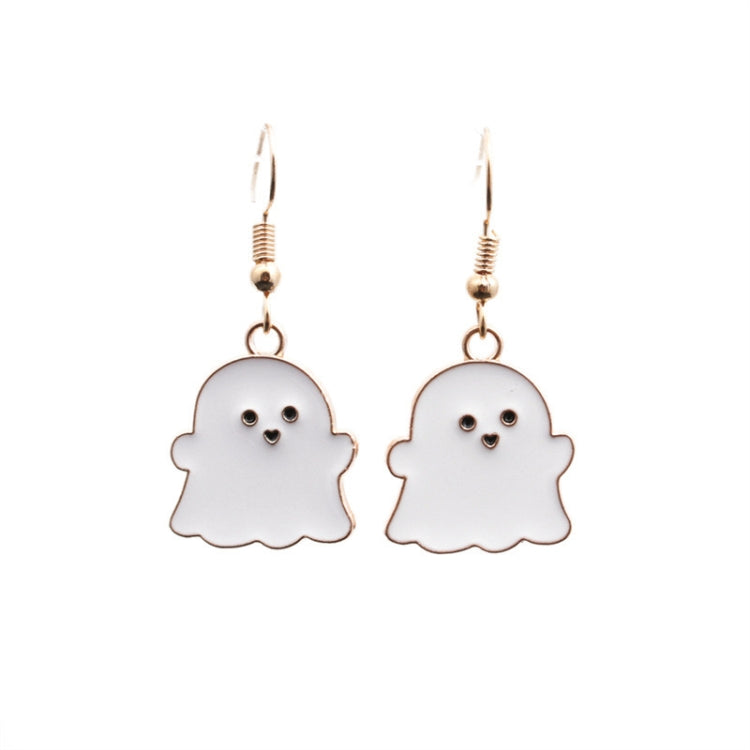 Halloween Jewelry Alloy Ghost Earrings Necklace, Ghost White, Ghost Black