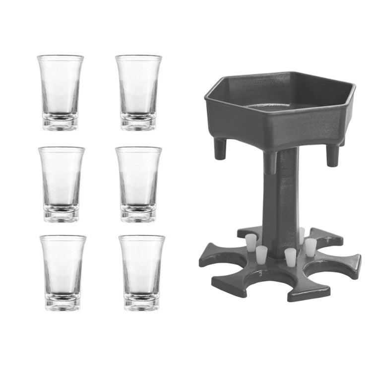 Distributeur de vin Hexagone 6 verres pour Bar, Gris+6 verres transparents, Bleu+6 verres transparents, Gris+6 verres colorés, Bleu+6 verres colorés