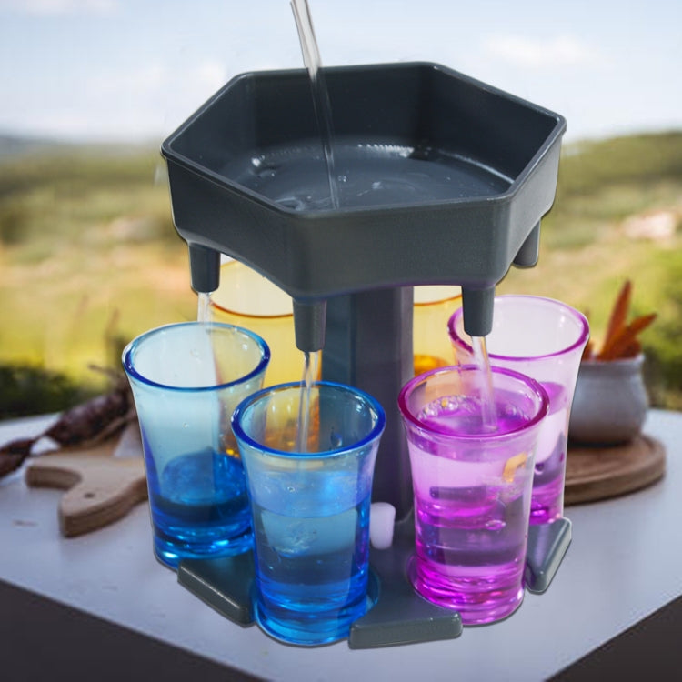Distributeur de vin Hexagone 6 verres pour Bar, Gris+6 verres transparents, Bleu+6 verres transparents, Gris+6 verres colorés, Bleu+6 verres colorés