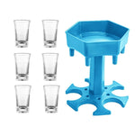 Distributeur de vin Hexagone 6 verres pour Bar, Gris+6 verres transparents, Bleu+6 verres transparents, Gris+6 verres colorés, Bleu+6 verres colorés