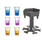 Distributeur de vin Hexagone 6 verres pour Bar, Gris+6 verres transparents, Bleu+6 verres transparents, Gris+6 verres colorés, Bleu+6 verres colorés