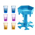 Distributeur de vin Hexagone 6 verres pour Bar, Gris+6 verres transparents, Bleu+6 verres transparents, Gris+6 verres colorés, Bleu+6 verres colorés