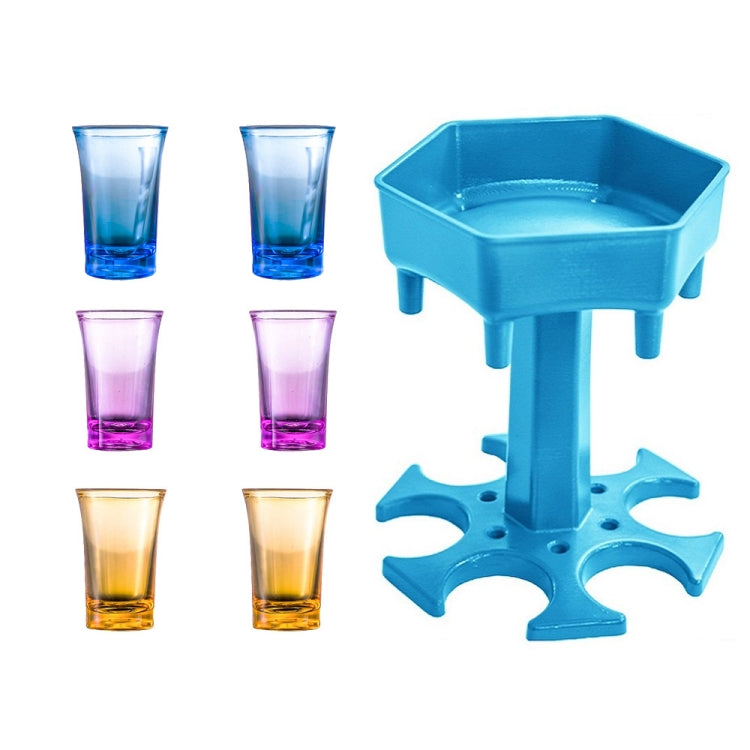Distributeur de vin Hexagone 6 verres pour Bar, Gris+6 verres transparents, Bleu+6 verres transparents, Gris+6 verres colorés, Bleu+6 verres colorés
