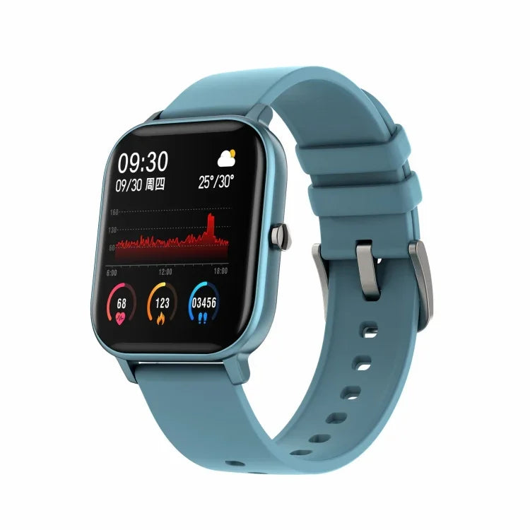 Montre connectée P8 de 1,4 pouce avec surveillance de la fréquence cardiaque et de la pression artérielle, bleu, noir, rose, or, gris argent, acier noir, acier or