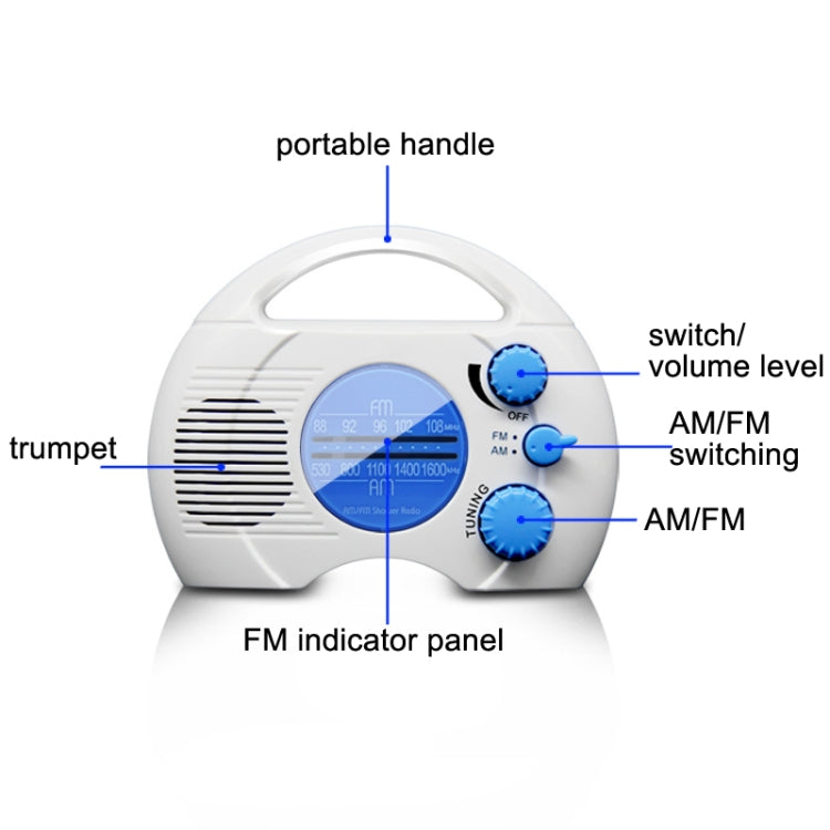 Radio SY-910 AM/FM Deux Ondes IPX4 Étanche Radio Portable, SY-910