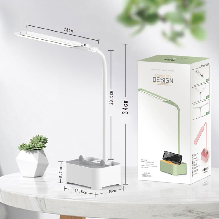 TD6 Support de téléphone portable pour étudiant, porte-stylo, lampe de bureau USB de protection oculaire, blanc, rose, vert