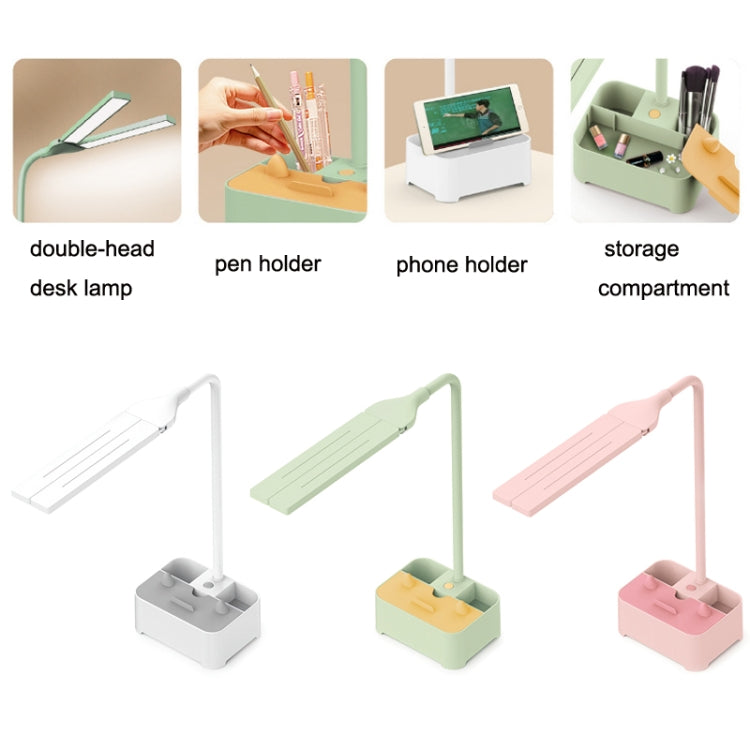 TD6 Support de téléphone portable pour étudiant, porte-stylo, lampe de bureau USB de protection oculaire, blanc, rose, vert