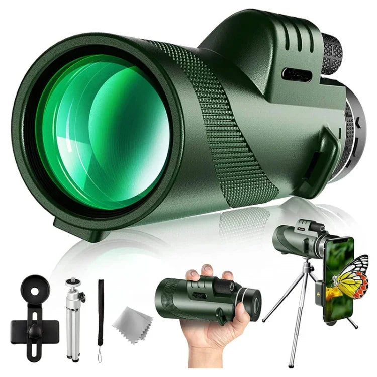 Monoculaire haute puissance HD 40X60 pour vision nocturne extérieure, (Standard), (Standard + clip universel + trépied)