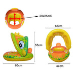 Anneau de Natation Bébé Dessin Animé avec Auvent, Anneau de Natation avec Auvent (Vert), Anneau de Natation avec Auvent (Violet)