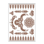 5 autocollants de tatouage semi-permanent en dentelle marron rouge, imperméables, 208 x 148 mm