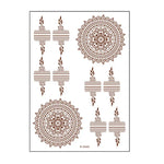 5 autocollants de tatouage semi-permanent en dentelle marron rouge, imperméables, 208 x 148 mm