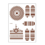 5 autocollants de tatouage semi-permanent en dentelle marron rouge, imperméables, 208 x 148 mm