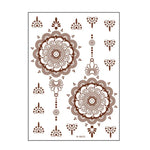 5 autocollants de tatouage semi-permanent en dentelle marron rouge, imperméables, 208 x 148 mm