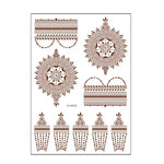5 autocollants de tatouage semi-permanent en dentelle marron rouge, imperméables, 208 x 148 mm