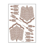 5 autocollants de tatouage semi-permanent en dentelle marron rouge, imperméables, 208 x 148 mm