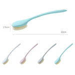 Brosse de bain à long manche en nylon doux, poils doux blancs, poils doux gris, poils doux bleus, poils doux roses