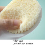 Brosse de bain à long manche en nylon doux, poils doux blancs, poils doux gris, poils doux bleus, poils doux roses