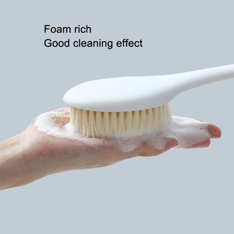 Brosse de bain à long manche en nylon doux, poils doux blancs, poils doux gris, poils doux bleus, poils doux roses