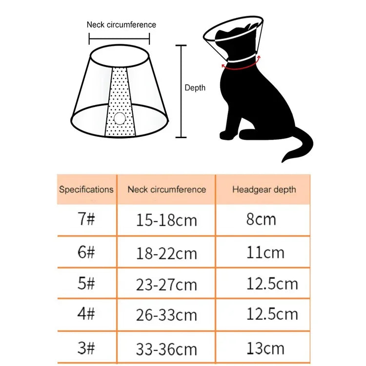 Casque de protection pour animaux de compagnie Collier anti-morsure pour chats et chiens après une intervention esthétique et une opération, Taille : N°7/8cm, N°7, N°6, N°5, N°4, N°3