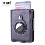 Porte-cartes en cuir brossé antivol RFID X-80 pour AirTag 2e génération / AirTag 1re génération, noir, bleu, café, abricot, noir fibre de carbone