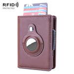 Porte-cartes en cuir brossé antivol RFID X-80 pour AirTag 2e génération / AirTag 1re génération, noir, bleu, café, abricot, noir fibre de carbone