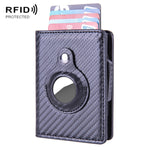 Porte-cartes en cuir brossé antivol RFID X-80 pour AirTag 2e génération / AirTag 1re génération, noir, bleu, café, abricot, noir fibre de carbone