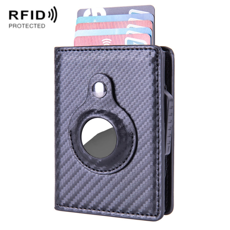 Porte-cartes en cuir brossé antivol RFID X-80 pour AirTag 2e génération / AirTag 1re génération, noir, bleu, café, abricot, noir fibre de carbone