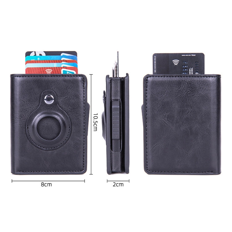 Porte-cartes en cuir brossé antivol RFID X-80 pour AirTag 2e génération / AirTag 1re génération, noir, bleu, café, abricot, noir fibre de carbone