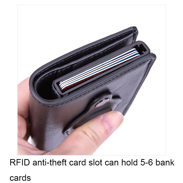 Porte-cartes en cuir brossé antivol RFID X-80 pour AirTag 2e génération / AirTag 1re génération, noir, bleu, café, abricot, noir fibre de carbone