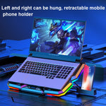 CoolCold Refroidisseur d'ordinateur portable à cinq ventilateurs et 2 ports USB, support de refroidissement pour ordinateur portable de jeu, version : Touch Symphony Blue