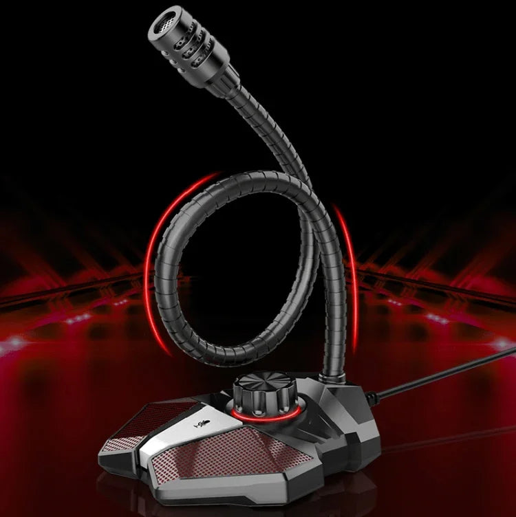 Microphone omnidirectionnel JK avec carte son intégrée Micro gaming flexible, 3,5 mm