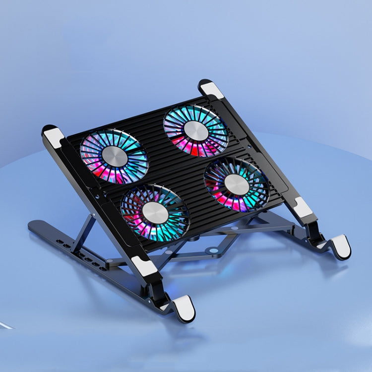 Support de radiateur pour ordinateur portable, base de refroidissement repliable, style : double ventilateur, quatre ventilateurs.