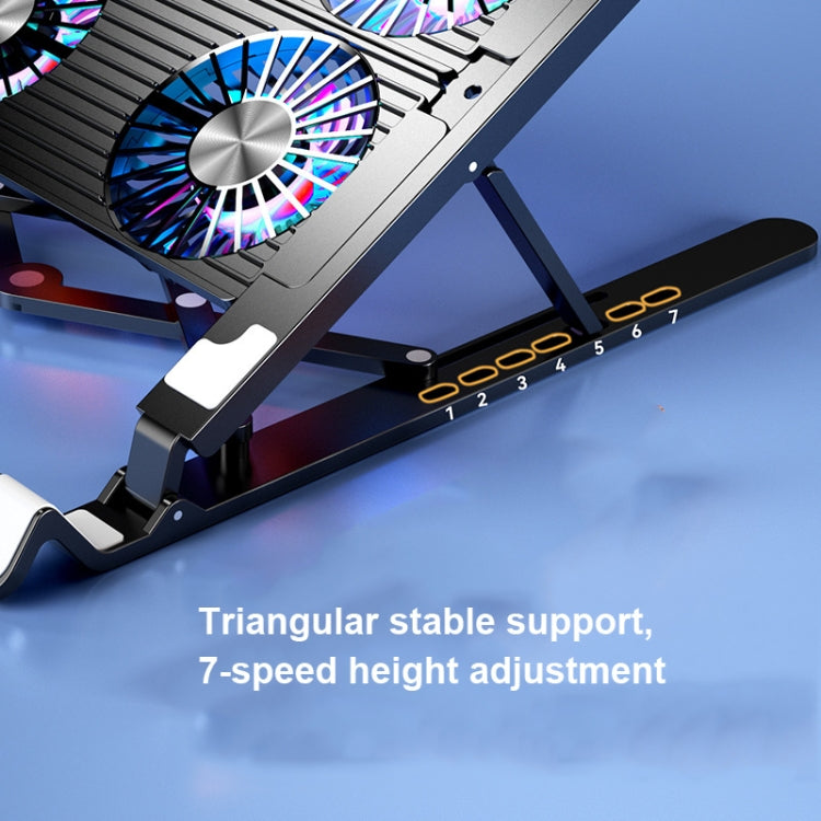 Support de radiateur pour ordinateur portable, base de refroidissement repliable, style : double ventilateur, quatre ventilateurs.