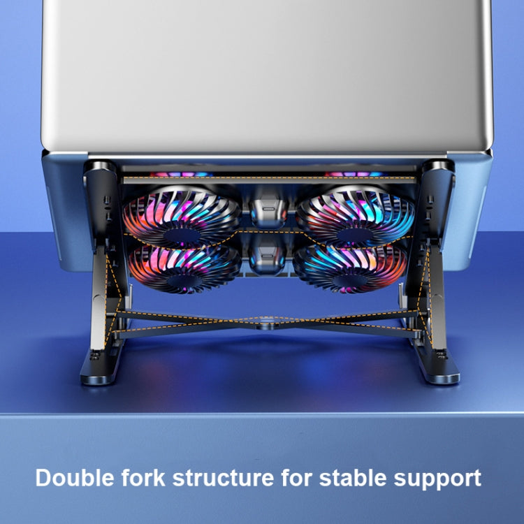 Support de radiateur pour ordinateur portable, base de refroidissement repliable, style : double ventilateur, quatre ventilateurs.