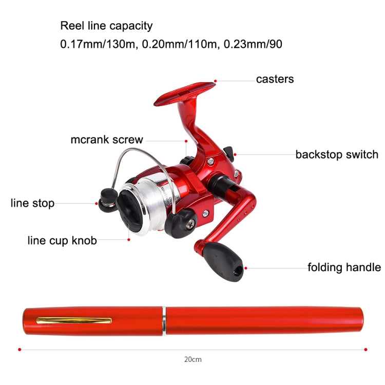 Canne à pêche type stylo LEO & moulinet à tambour tournant, équipement de pêche portable de poche, H8022G or, H8022PU violet, H8022R rouge, H8022 argent, H8022B noir, H8022BL bleu