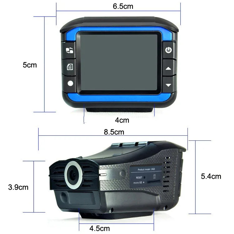 VG3 Enregistreur de conduite électronique 2 en 1 pour chien, dispositif d'alerte radar mobile pour véhicule, VG3