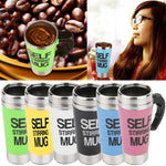 Tasse à café mélangeuse automatique en acier inoxydable 304 FX-589 de 400 ml, vert, blanc, rouge, jaune, noir, bleu