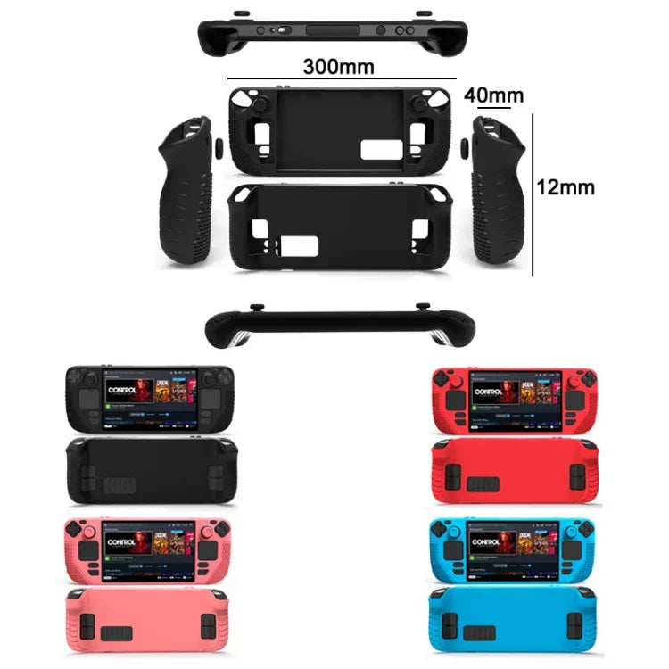 Housse intégrale en silicone avec capuchon de bouton pour Steam Deck, (noir), (bleu), (rouge), (rose)